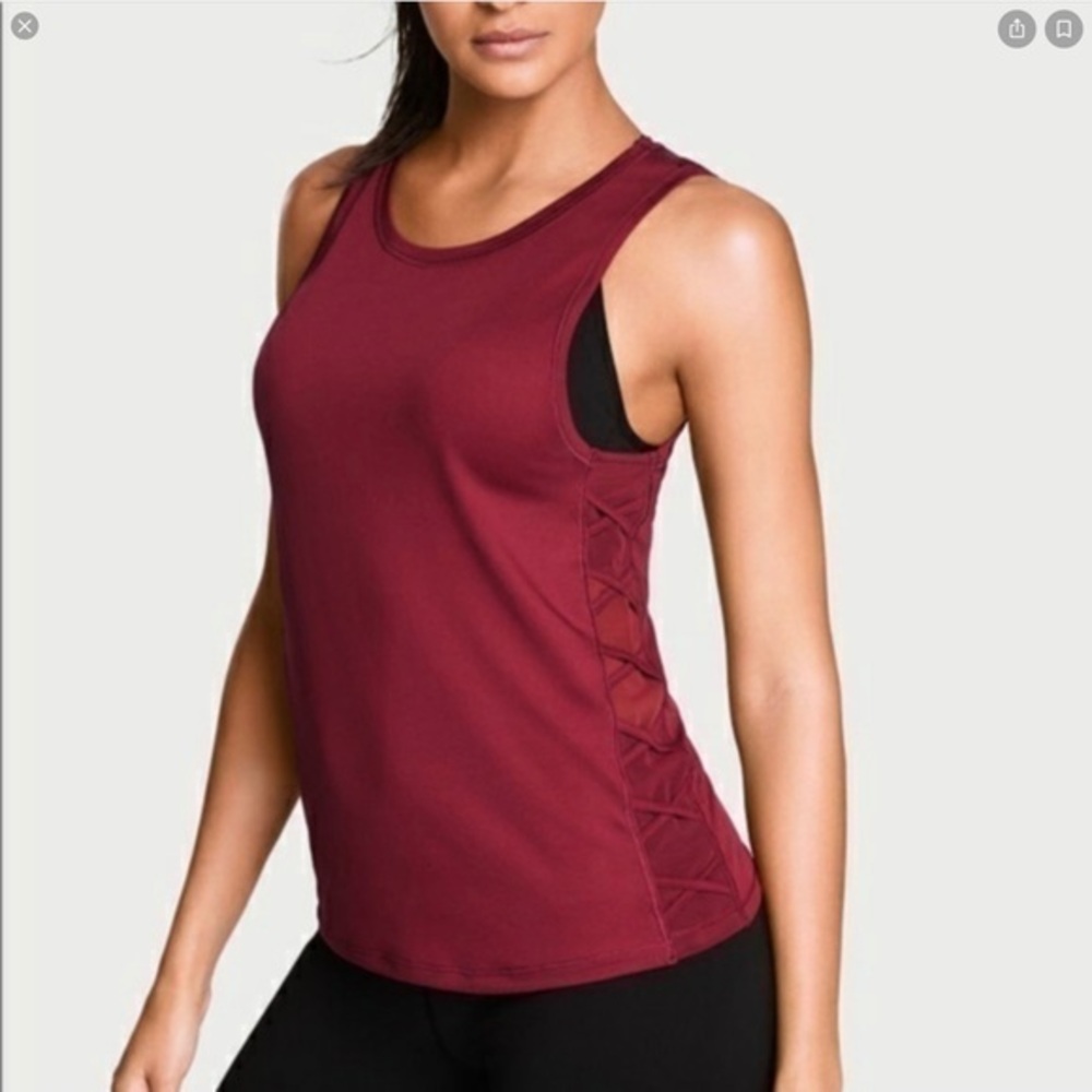 Victoria Secret Burgundy Sport Athletic Yoga Running Sleeveless Tank Top SP NWT